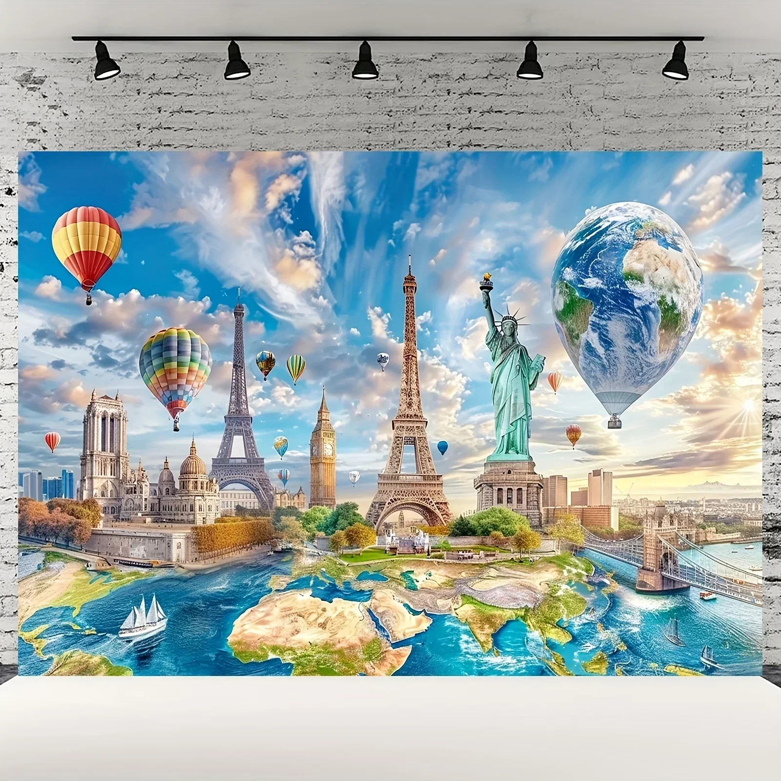 1pc Global Travel Photo Background mappa del mondo sfondo sfondi in tutto il mondo Adventure Travel Theme Background