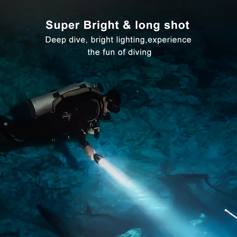 Smiling Shark SDQ20 Diving Flashlight Led M90 Rechargeable Underwater Lamp Super Bright Torchlight with Rope for Deep Diving