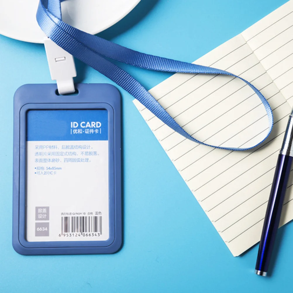 

3Pcs Id Badge Holder Lanyard Work Cover Credentials Holder Dusty Blue Employee Badge Protector Bus Bag Lightweight