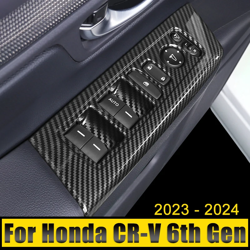 

For Honda CR-V CRV 6th Gen 2023 2024 2025 Hybrid ABS Car Door Armrest Panel Window Switch Lift Buttons Cover Frame Trim Stickers