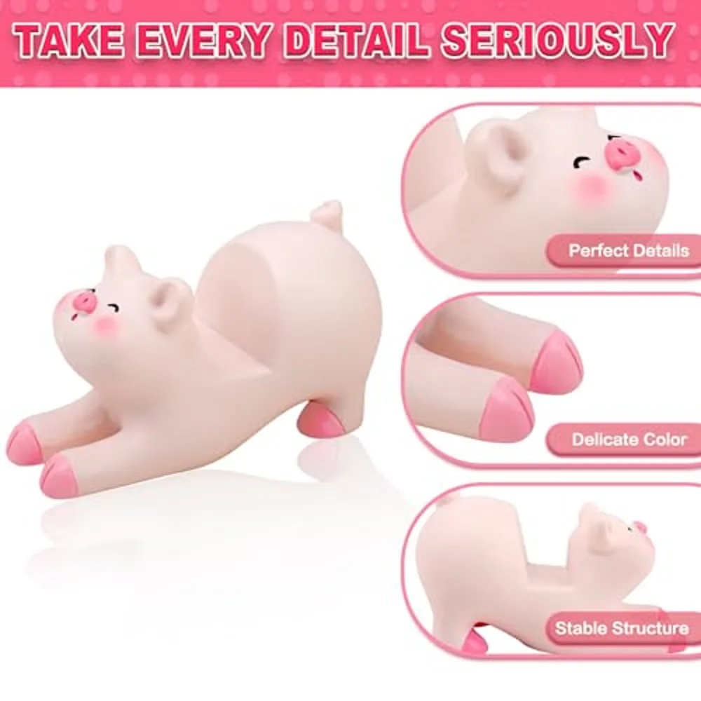 Cute Pig Phone Holder Pink Resin Cellphone Stand for Desk