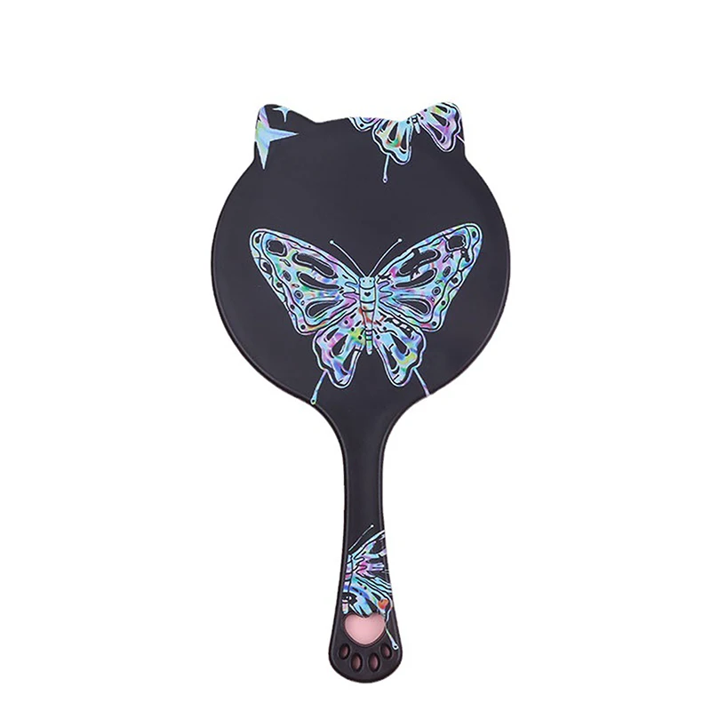 Miroir de maquillage coloré avec poignée, extension de cils, grand papillon, griffe de chat, spa, salon, miroirs compacts