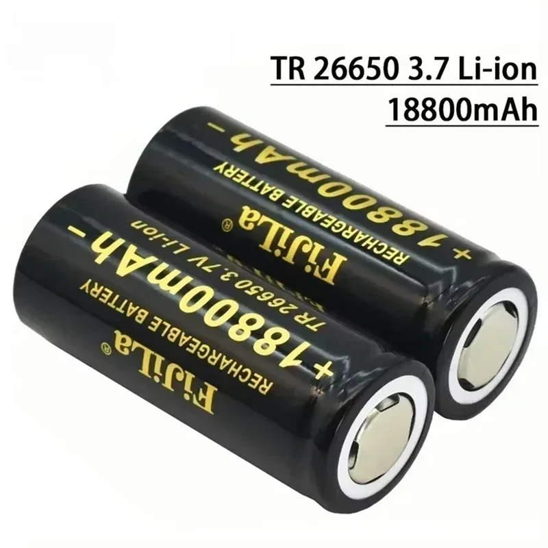 100% Original high quality 26650 battery 18800mAh 3.7 V lithium ion battery for 26650 LED flashlight +charger