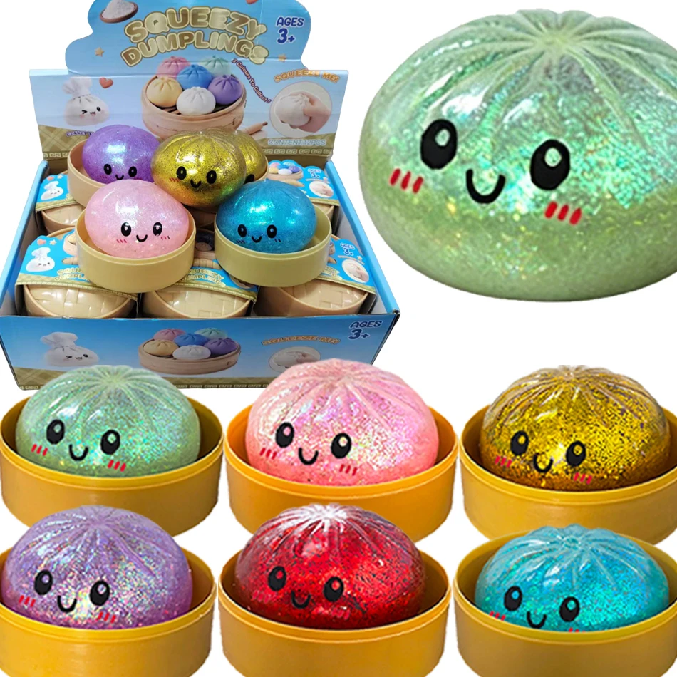 Push Bubble Bunte Dumpling-Squishies zum Stressabbau mit Dampfgarer, niedliches Angstspielzeug, weicher Entspannungsknödel für Erwachsene, Prospector