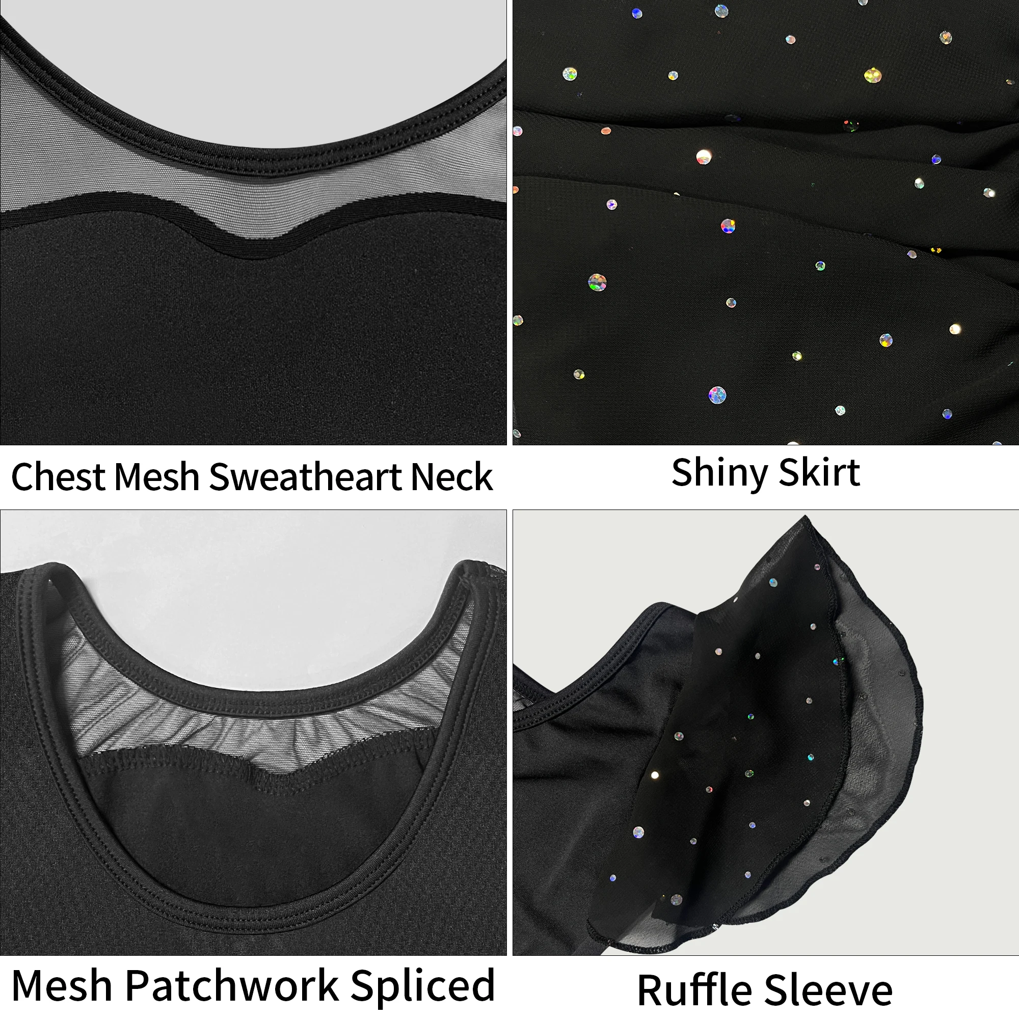 Ballet Leotards for Girls Flutter Sleeve Dance Leotards with Skirt Kids Shiny Sequins Ballet Dress image 6