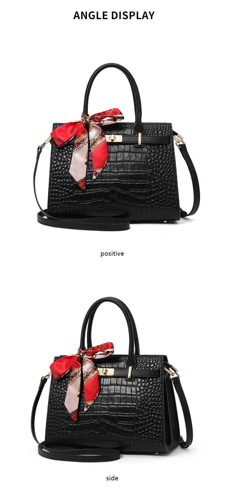 Stilvolle Krokodilmuster-Muttertasche mit Premium-Feeling, Handtasche für Damen, Vielseitige Schulter- und Umhängetasche – Detail 9