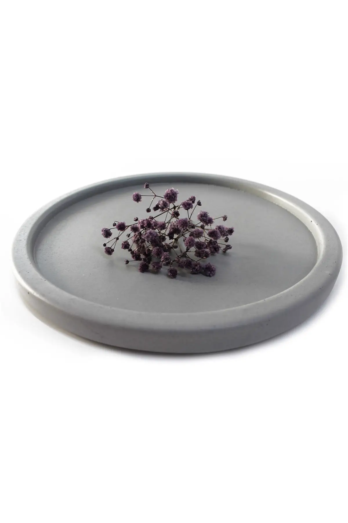 Round Light Gray Concrete Tray Decorative Ornament Tray Handmade Concrete Tray Decorative Lux Service Eat at the Presentation of Organizer Multi-Purpose