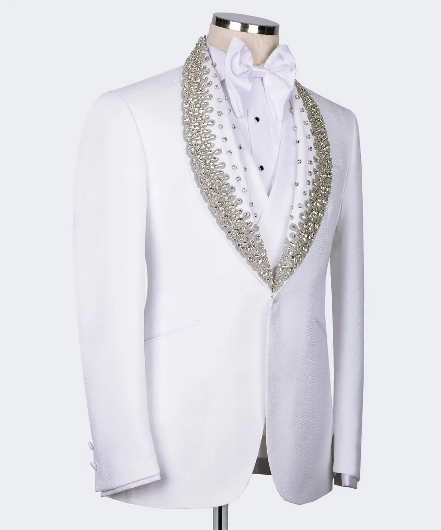 Exquisite Crystal 3-piece Men's Suit Temperament Wedding Tuxedos Homecoming Gowns Celebrity Gowns Special Occasion Gowns