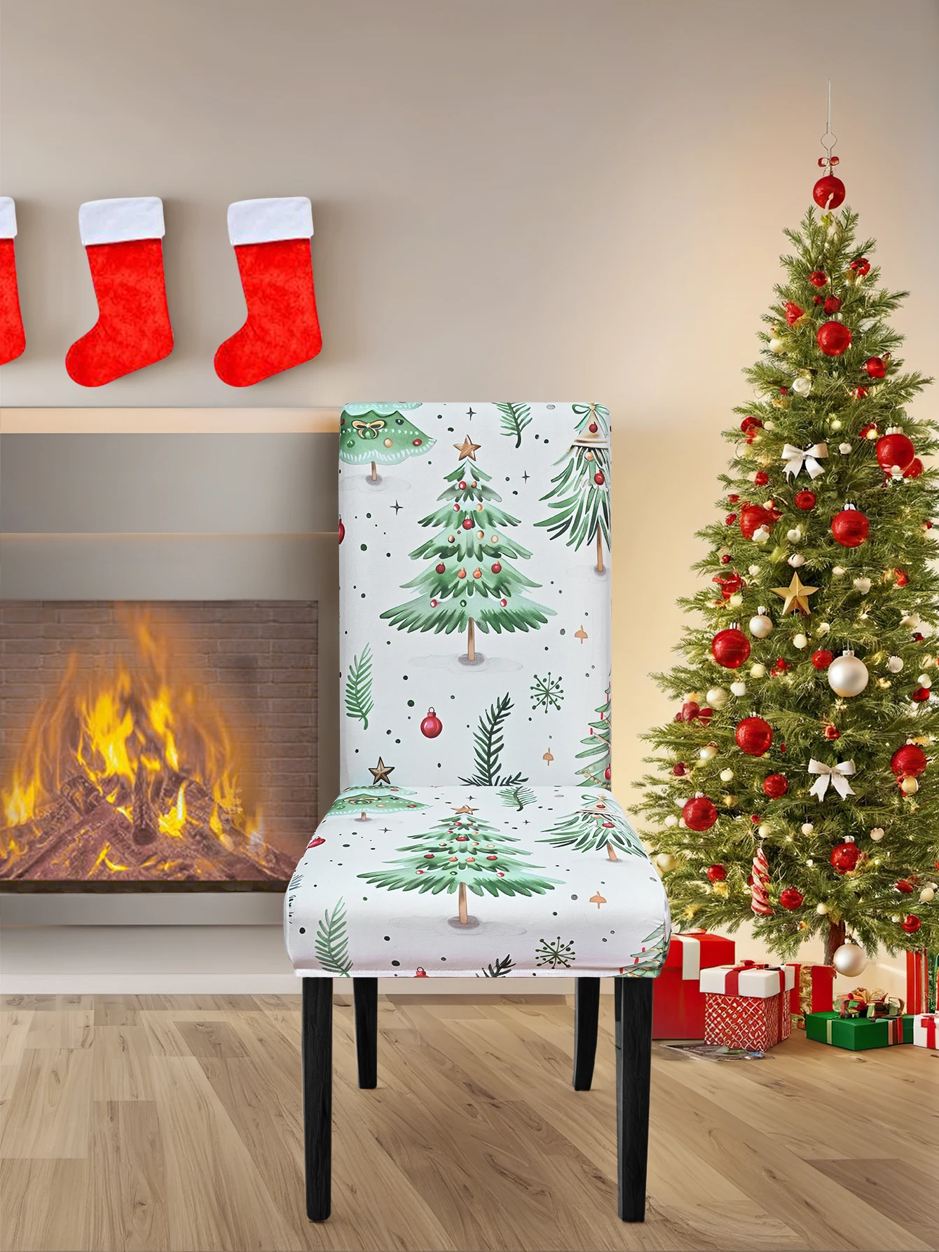 1pc Christmas Chair Cover with Christmas Tree Pattern, Suitable for Family Dinners and Parties, To Create A Festive Atmosphere