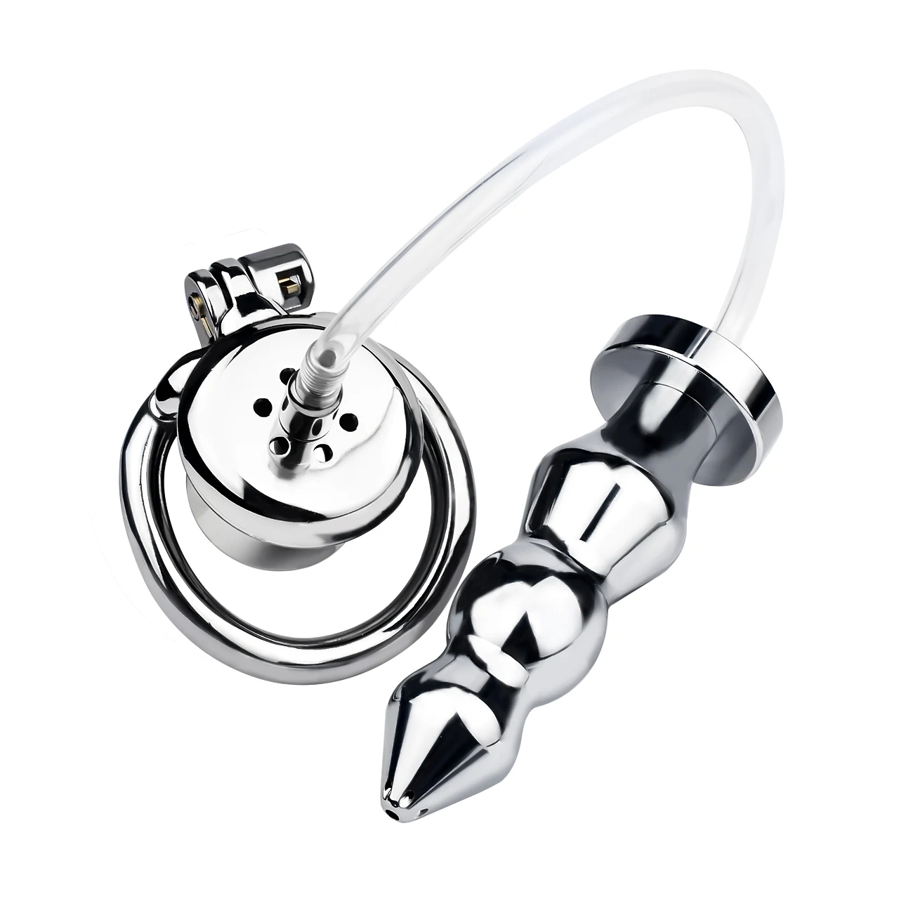Urethral Inverted Chastity Cage with Anal Plug 2-in-1 Anus Stimulation Butt Plug Flat Penis Cage Slave Games Sex Toys For Men 6