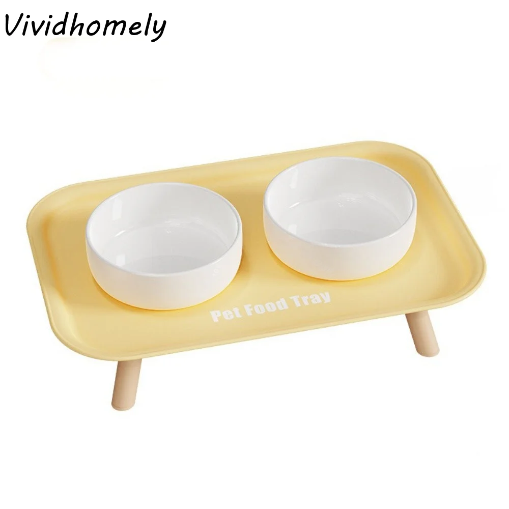 

Большая двойная миска для домашних животных с защитой от разбрызгивания и защитой шеи, керамическая двойная миска для корма и воды для собак и кошек