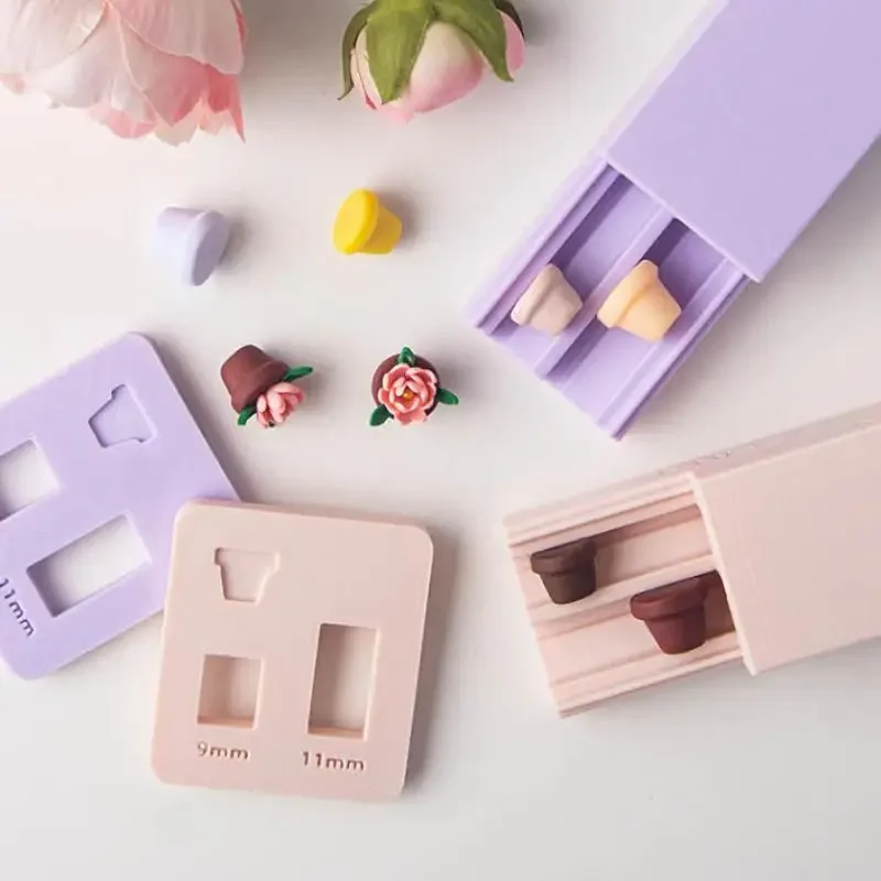 Soft Pottery Polymer Clay Flowerpot Bead Roller DIY Flowerpot Clay Mold Clay Bead Making For Earrings Pendants Jewelry Crafting