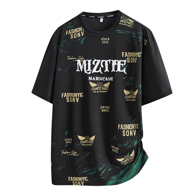 

Мужская летняя модная футболка с принтом 2026 года, повседневная, с коротким рукавом, дышащая, тонкая, спортивная, с круглым вырезом, для активного отдыха и бега