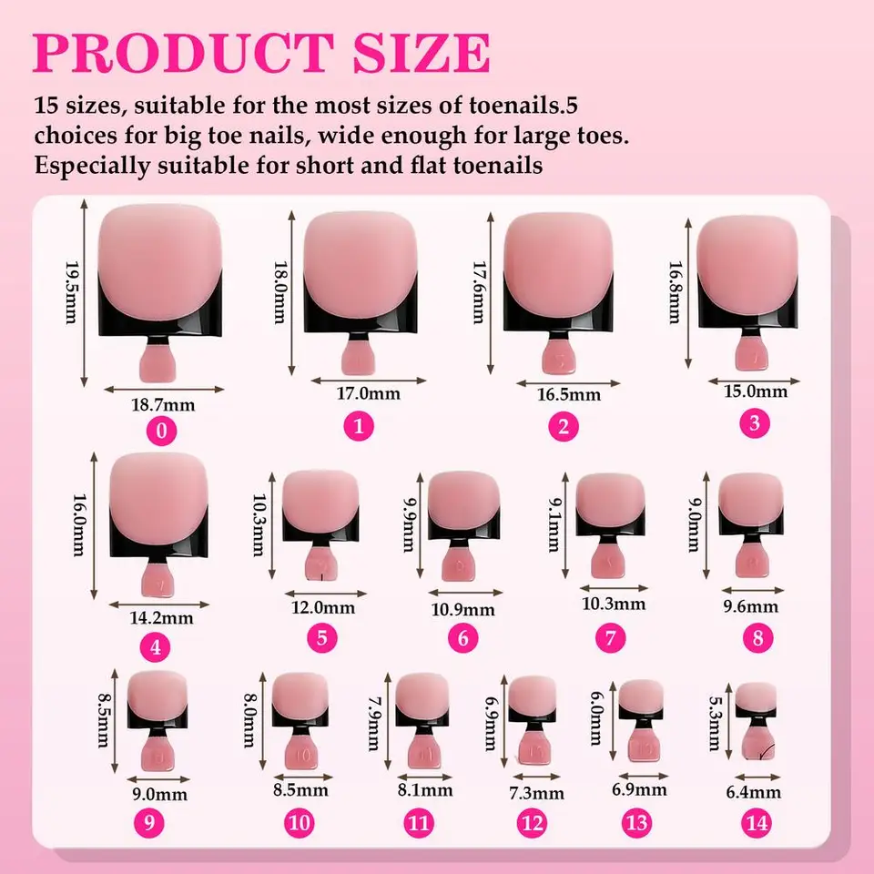 60 uñas postizas de presión para pies, blancas, negras, rosas, azules, francesas, cobertura completa, artificiales, para mujer, manicura 5