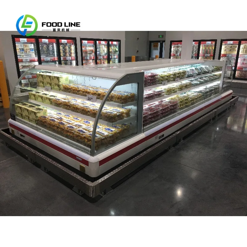 Narrow Multidecks Open Display Chiller Customized Remote Type Semi-multideck Supermarket Refrigeration Fridge