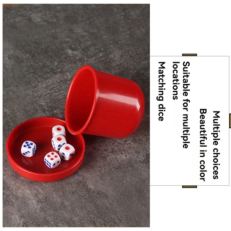 AT82-Plastic Poker Dice Cup Set With 5 Dices Shaking Cup Drinking Board Game Dice Box