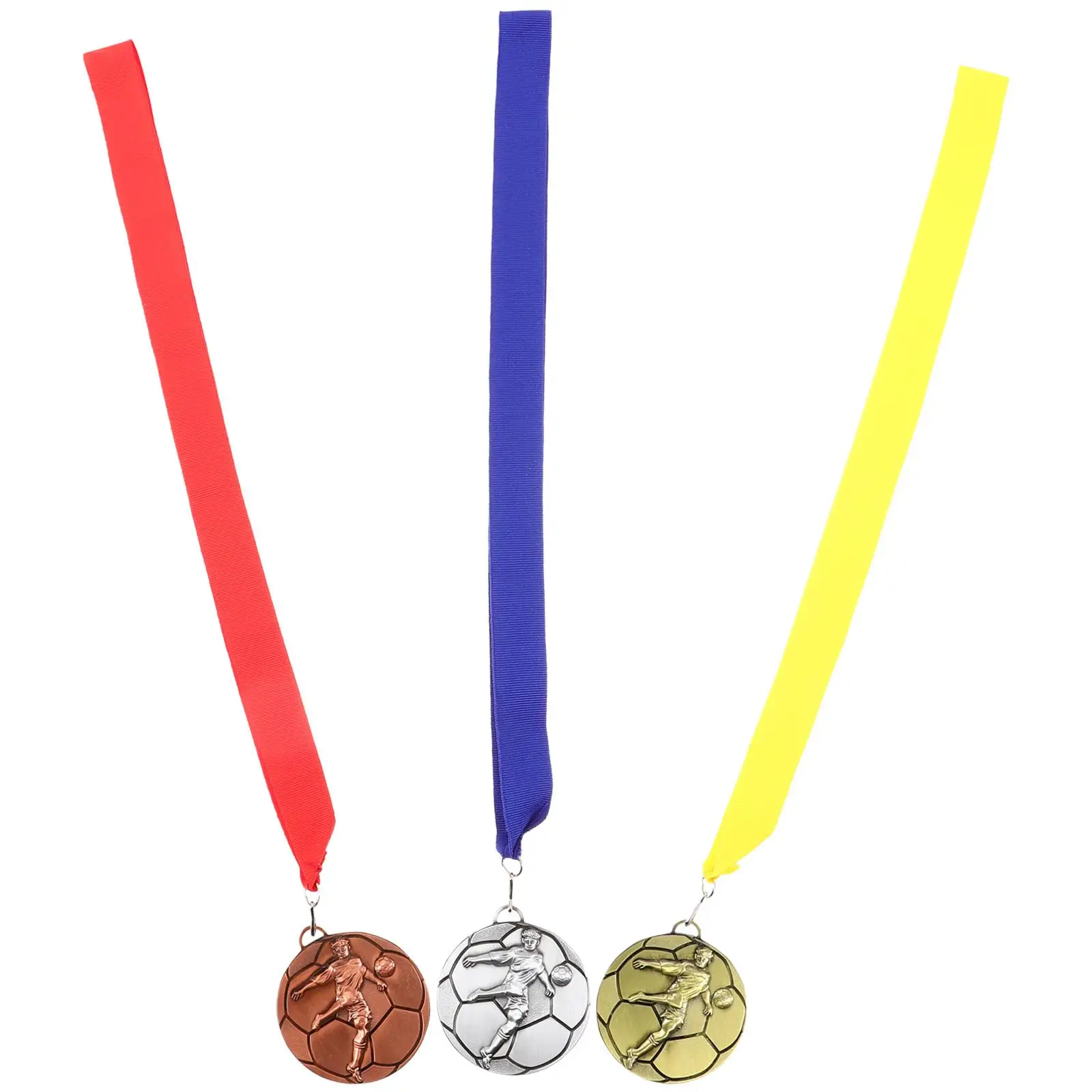 3 Pcs Soccer Medals Blank Alloy Award Decorative Football Game Child Metal Marathon Honors Sports Competitions