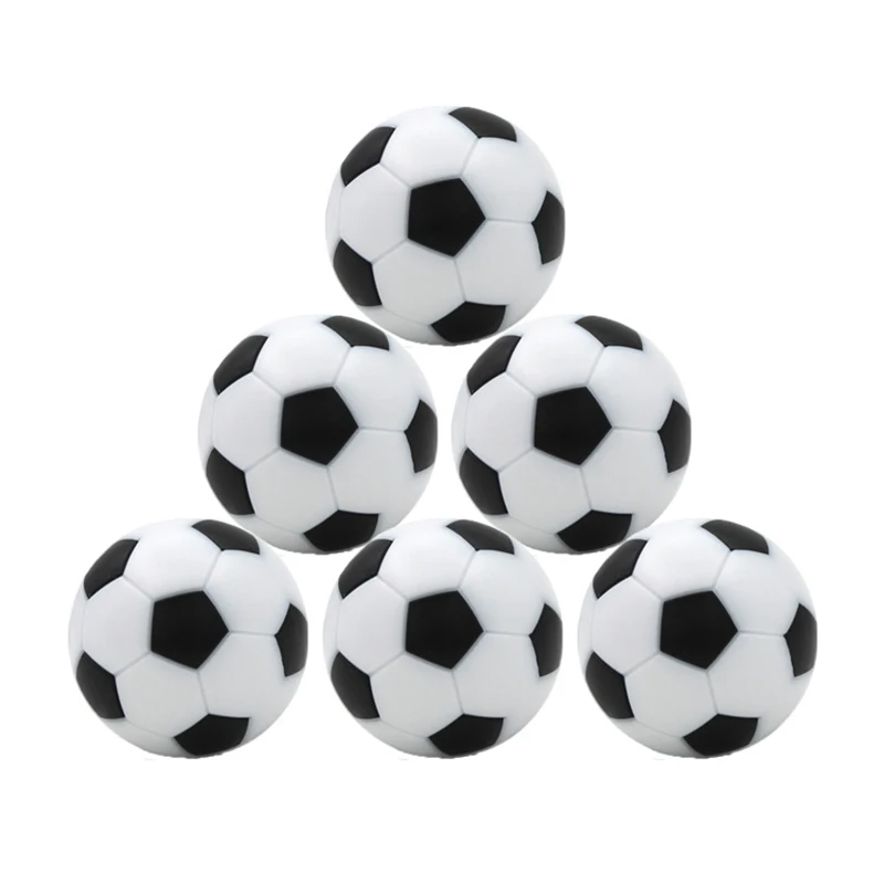 6pcs Table Soccer Balls Replacement Football Game Foosballs 32mm Mini Resin Tabletop Soccer Black And White Balls