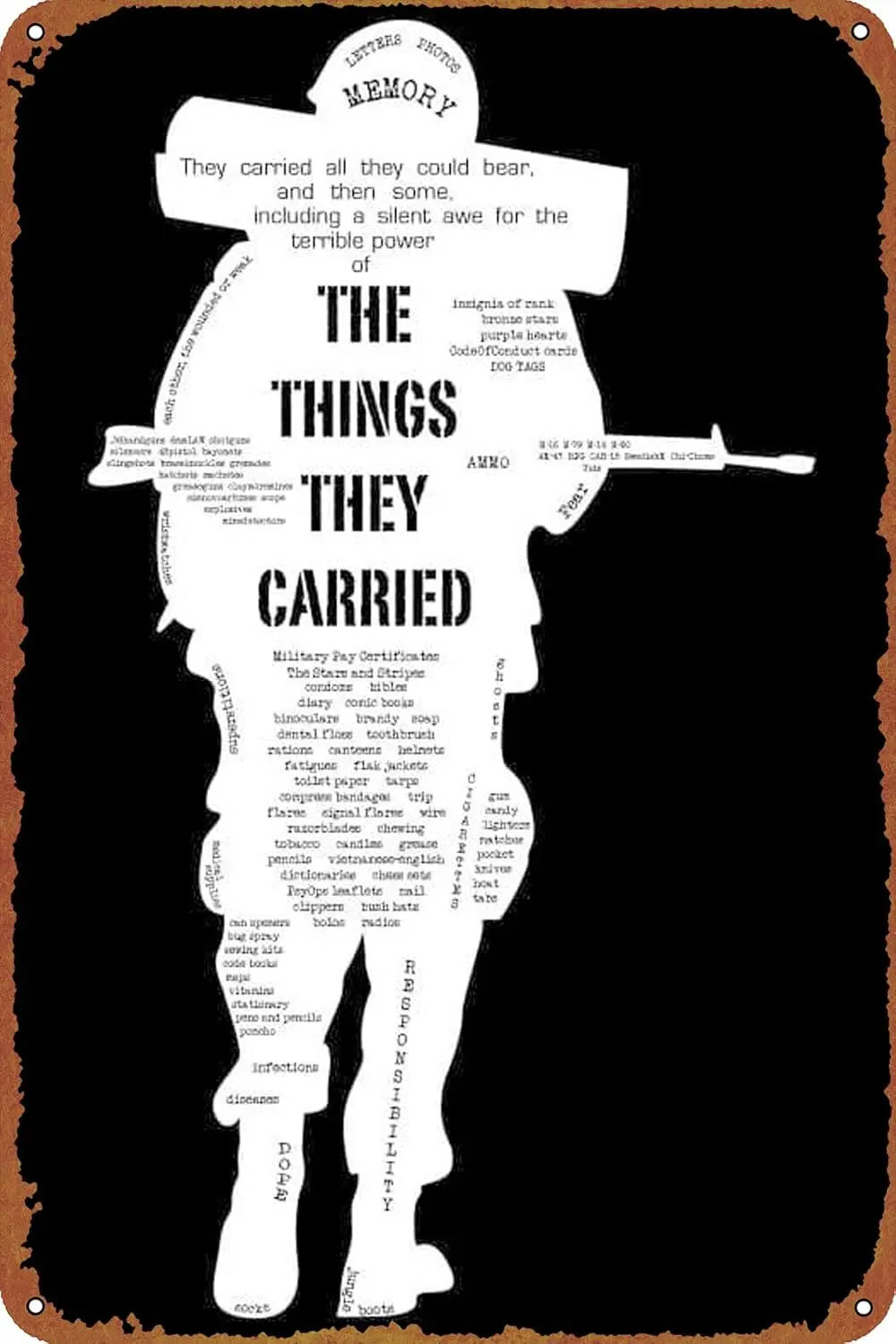 The Things They Carried Metal Tin Sign Garage Sign Wall Decoration Old Car Shop Movie Poster Oil Station Sign 8 × 12 inches sign