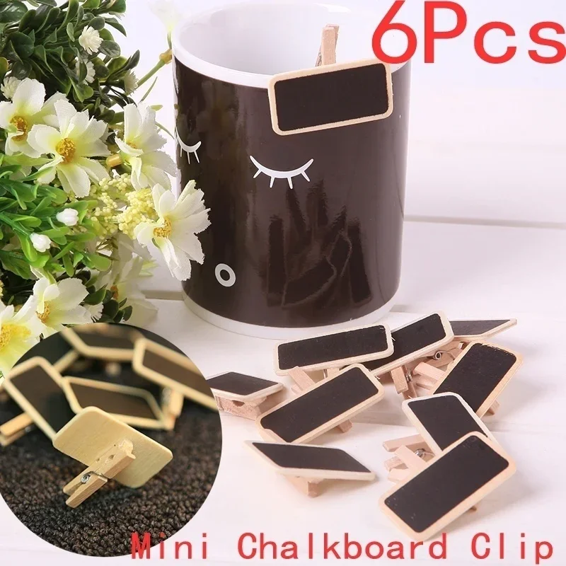 6Pcs Blackboard/Chalkboard for Wedding/Party Lolly Buffets Table Decoration Clips