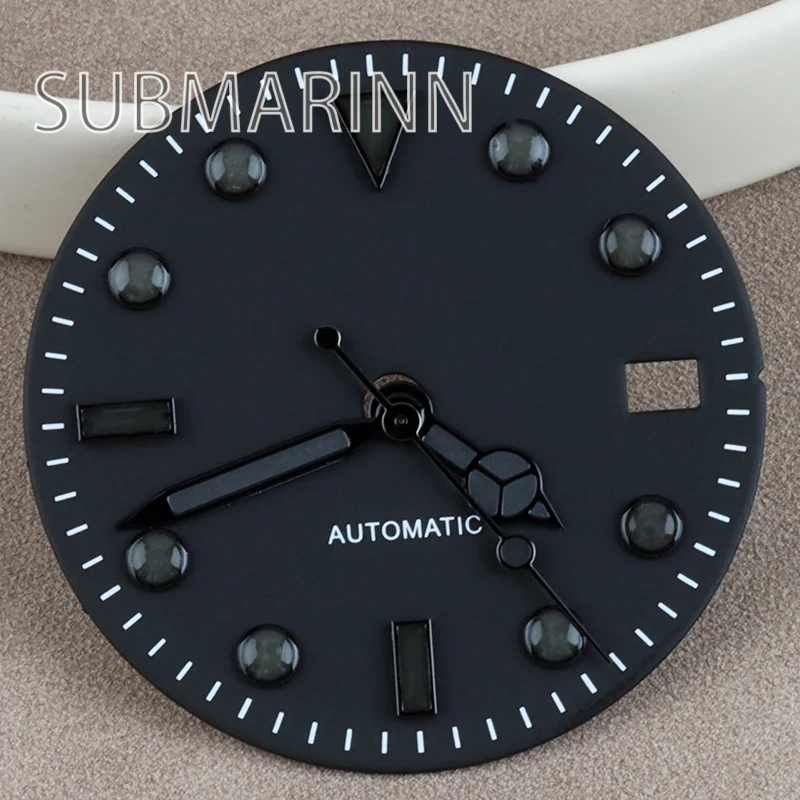 

28.5mm Black Dial For NH35 Submariner Watch Dial Hands Fit NH35 NH36 Automatic Movements Green Luminous Dial Hands