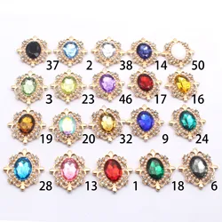 New 10Pcs30 * 32MM Metal Gold And Silver Dual Color Elliptical Alloy Diamond Acrylic Flat Bottomed Clothing Accessories DIY Hand