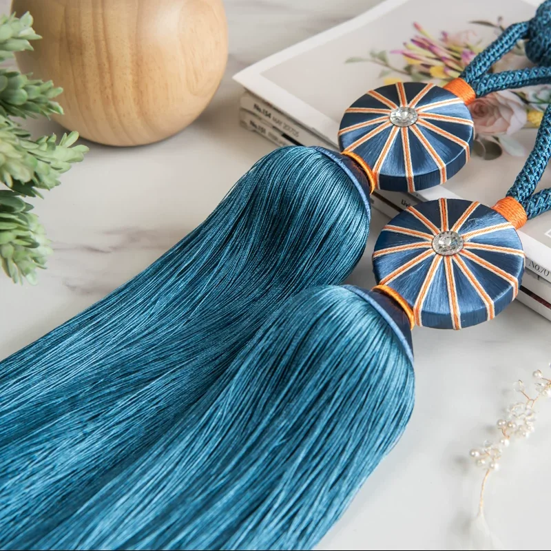 2Pcs Polyester Tassel Curtain Tieback Handmade Hanging Ball Tassels Fringe Curtains Holder Buckle Rope Decor Room Accessories