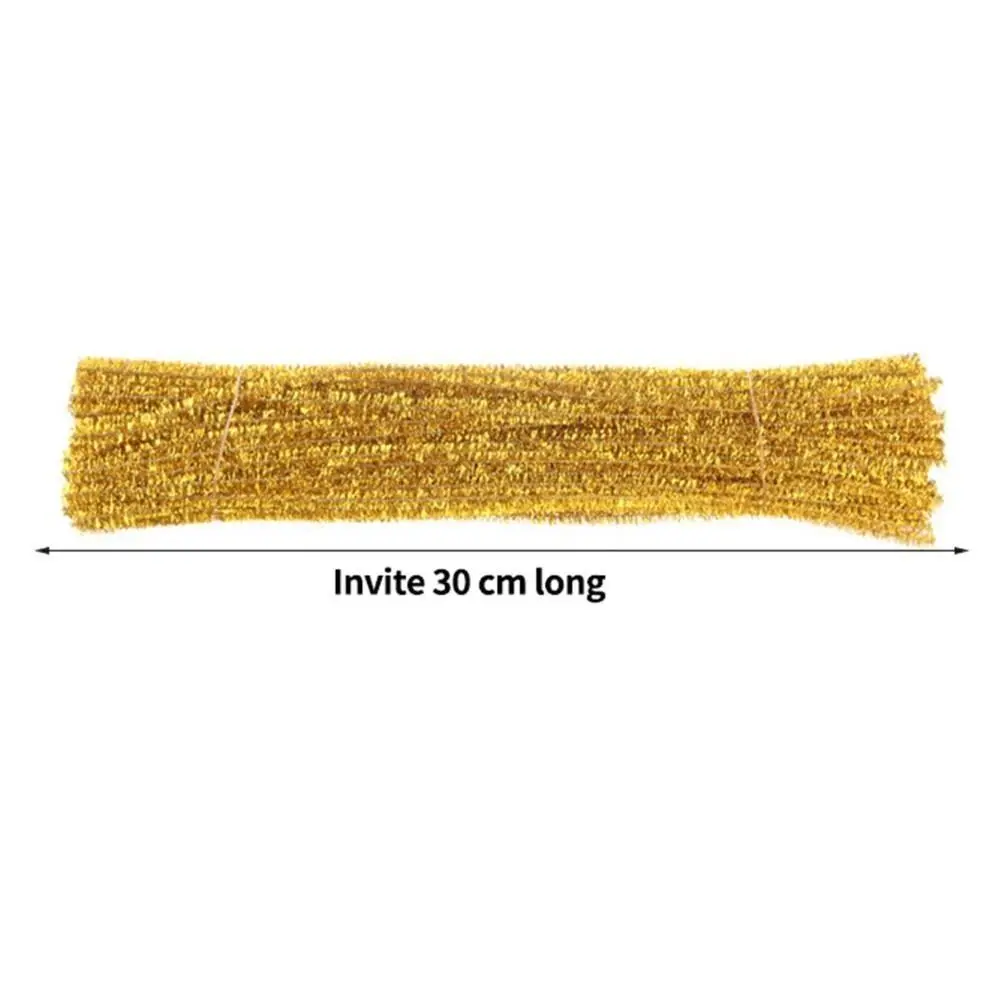 100pcs New 30cm Glitter Chenille Stems Wool Top Christmas Tinsel Stems Torsion Bar DIY Craft Supplies