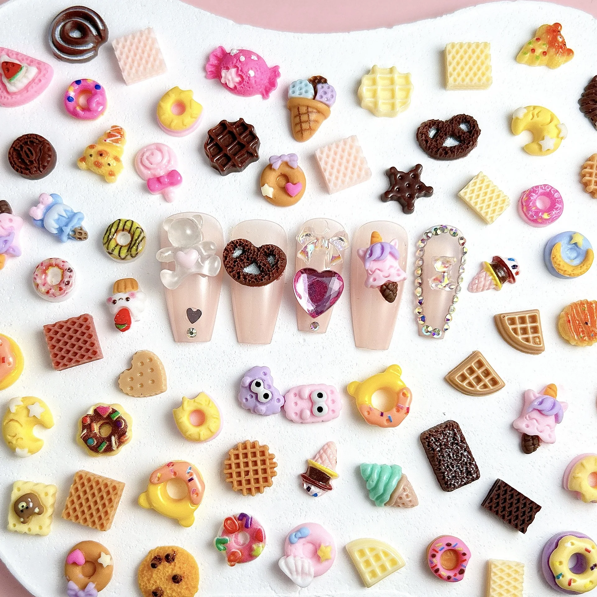 20Pcs Aksesoris Kuku Resin 3D  - Chocolate Snack ulasan dan harga