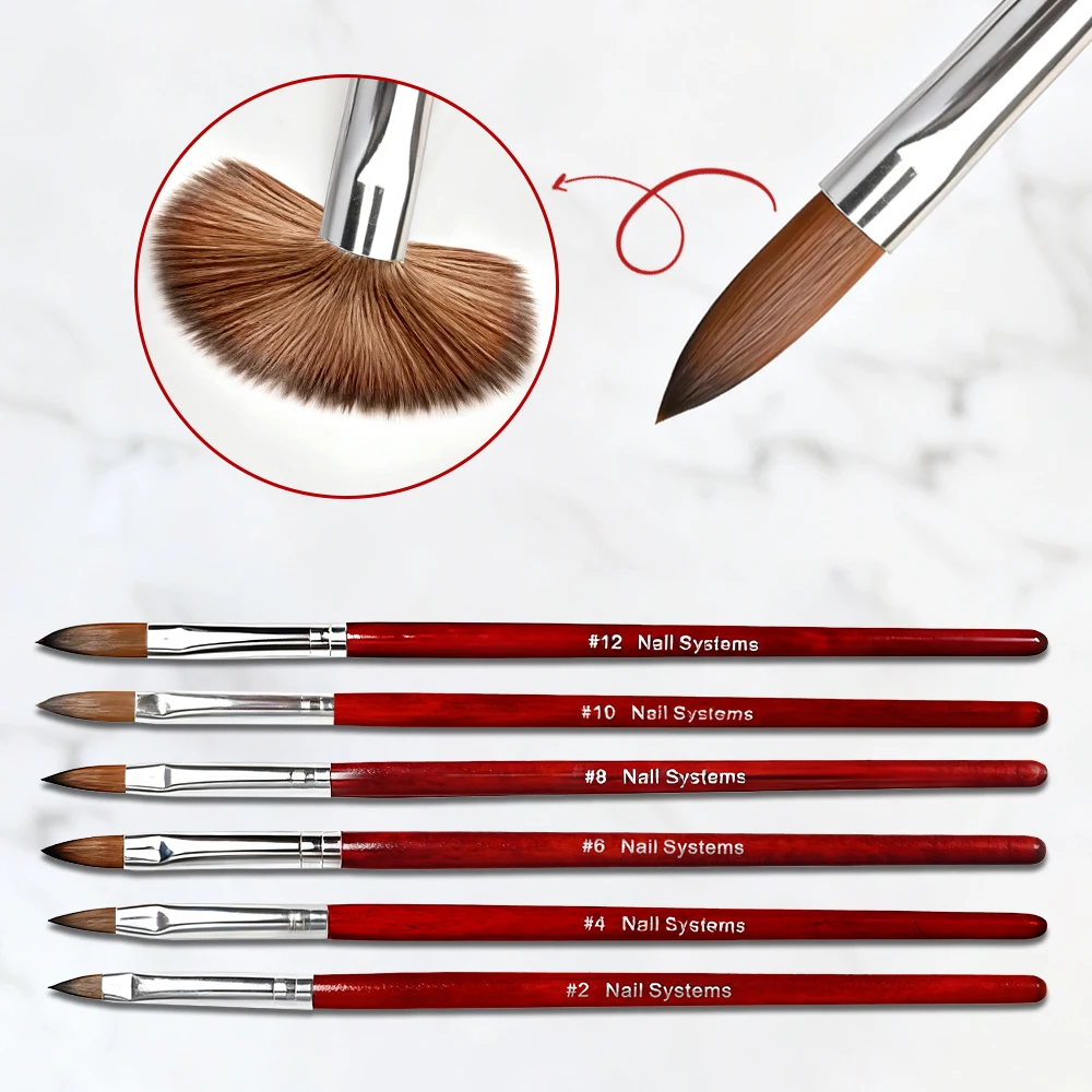 1/6 Pc 6 Größen Acryl Nagel Pinsel Set Rot Holzgriff Kristall Verlangen Blume Nagel Stift für Nail art Verlängerung Zeichnung Design Werkzeug