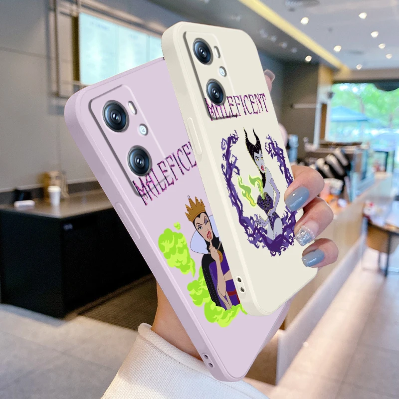 Disney Maleficent Art Liquid Rope For OPPO Find X6 X5 X3 A98 A96 A94 A93 A77 A76 A74 A72 A57 A53 A16 5G TPU Phone Case