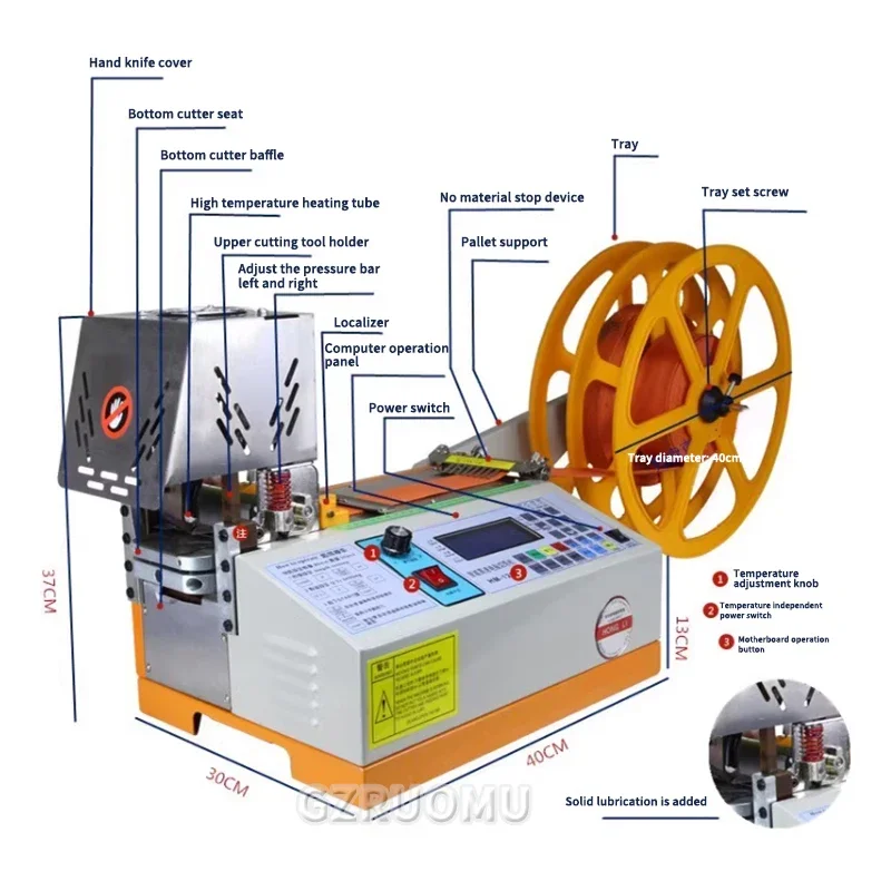 Automatic Computerized Rope Cutting Machine, Cold & Hot Cutting for Zippers, Ribbons, Webbing & Elastic Bands, with LCD Screen