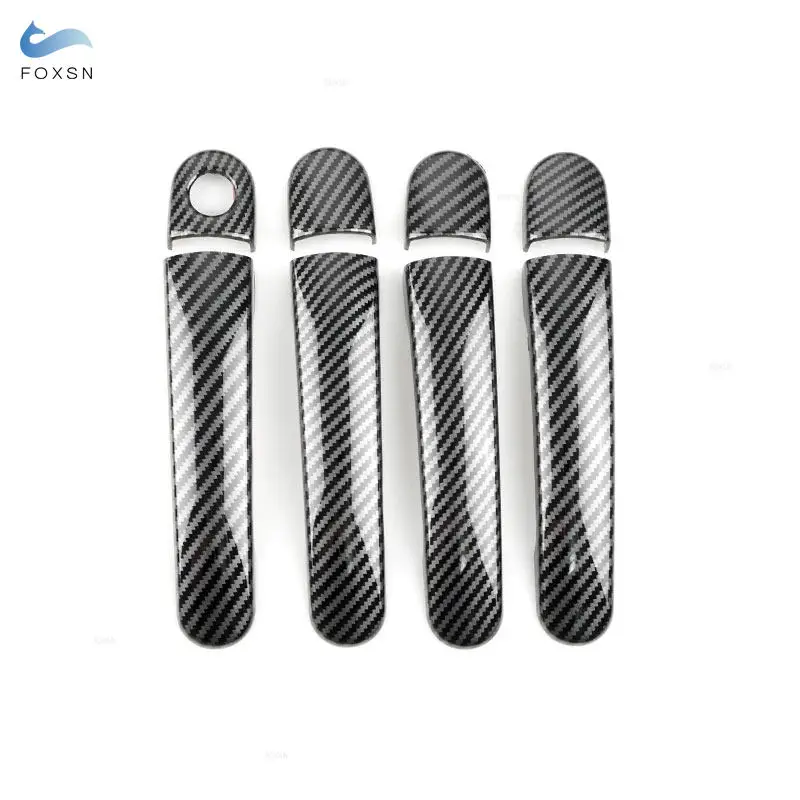 For VW Jetta MK6 Tiguan Polo For Skoda Octavia Fabia Rapid ABS Carbon Texture Car Exterior Door Handle Cover Sticker Accessories