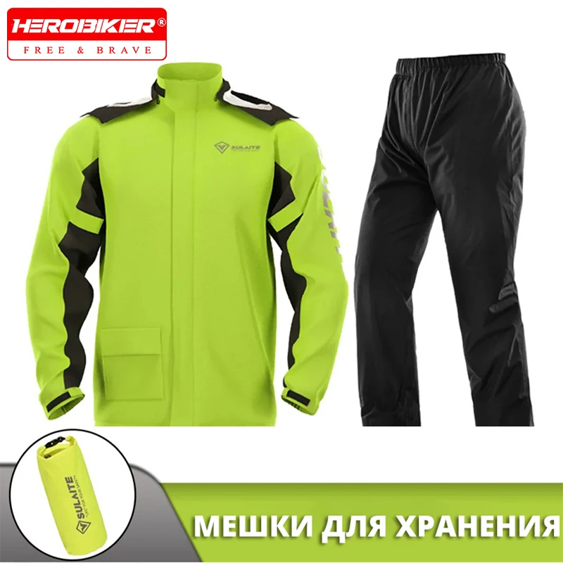 

Motorcycle Raincoat Rain Pants Set Outdoor Riding Full Body Split Raincoat Rainstorm Prevention Waistband Hidden Shoe Cover