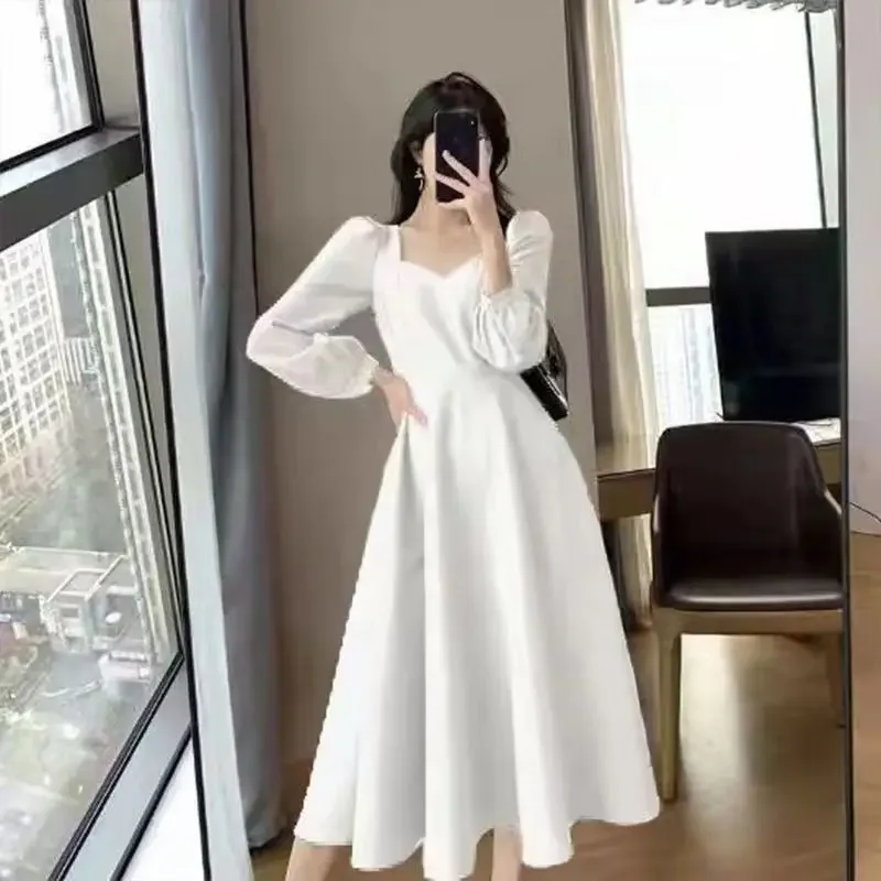 Primavera 2022 novo vintage com decote em v longo vestido preto feminino elegante legging vestido estilo hebon