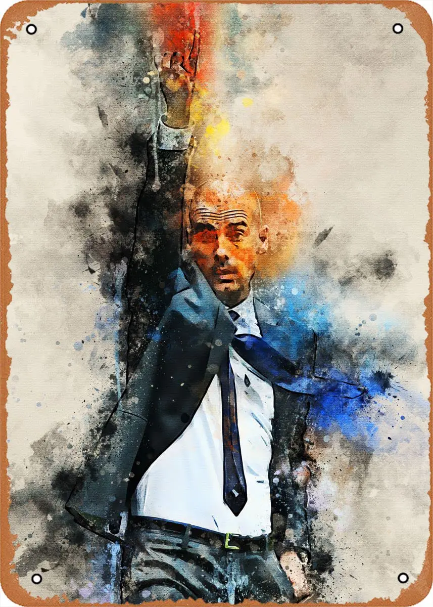 Pep Guardiola Metal Tin Sign 8 x 12 in Soccer Art Vintage Poster Man Cave Decorative