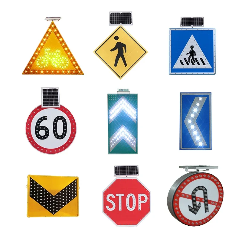 Custom Reflective Safety Electronic Flashing Led Stop Arrow Road Warning Traffic Sign Board Warning Traffic Sign