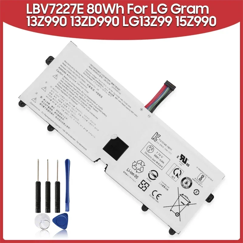 New Replacement Battery LBV7227E For LG Gram 15ZD990 LG15Z99 13Z990 13ZD990 14Z90N 17ZD990 LG17Z99 LG13Z99 80Wh Long Lifespan