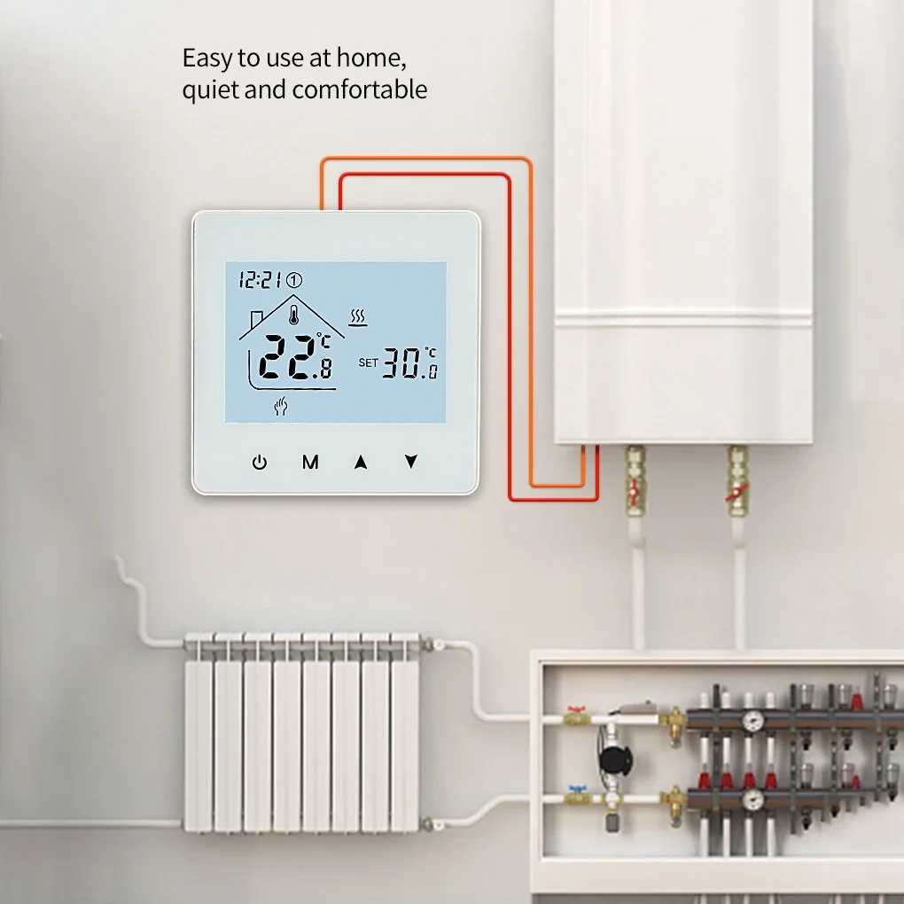 Minco Heat LCD 3AA batterie termostato caldaia a Gas programmabile con porta di ricarica di tipo C e blocco per bambini