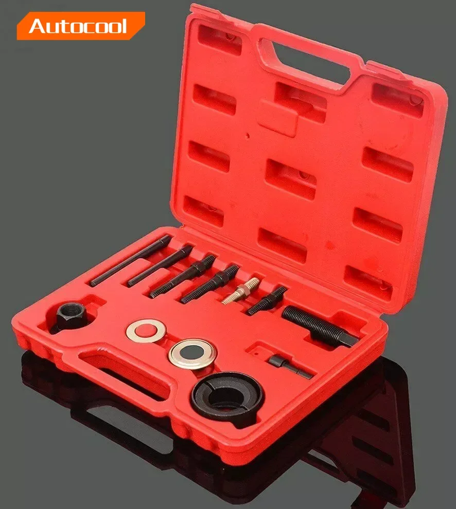 

14PCS Pulley Puller and Installer Kit Auto Power Steering Pump Pulley Puller Remover/Installer Tool Alternator for GM Ford