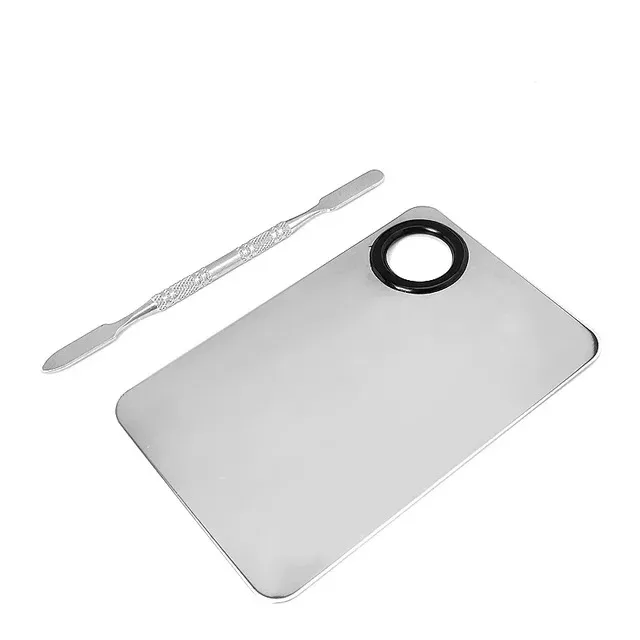 

Makeup Mixing Palette Upgrad Stainless Steel Metal Mixing Tray with Spatula Artist Tool for Mixing Foundation Nail-Art