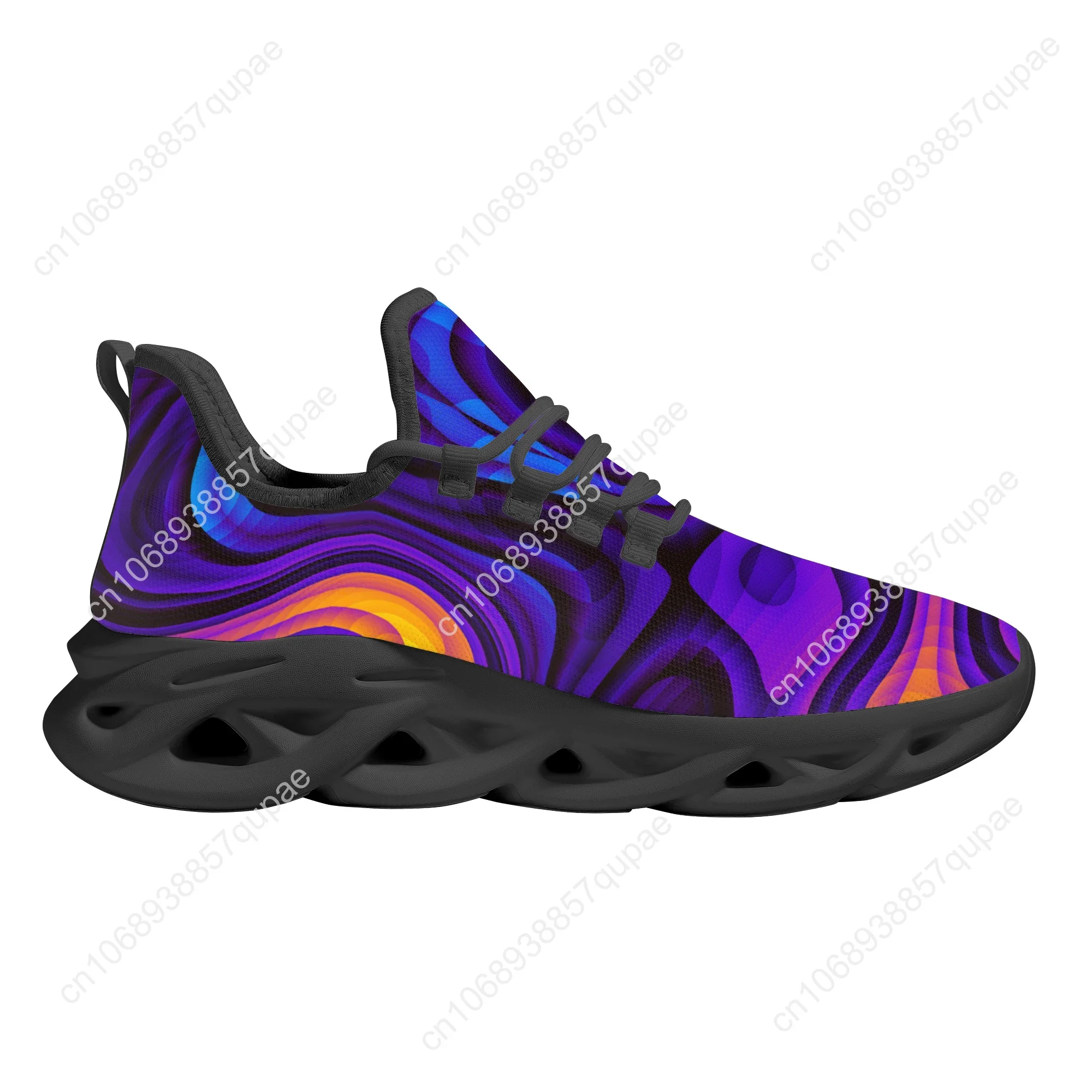 Fashion Black Psychedelic Kintted Flats Sneakers Shoes Mens Womens Sports Shoe Fashion High Quality DIY Sneaker Custom Made Shoe 5