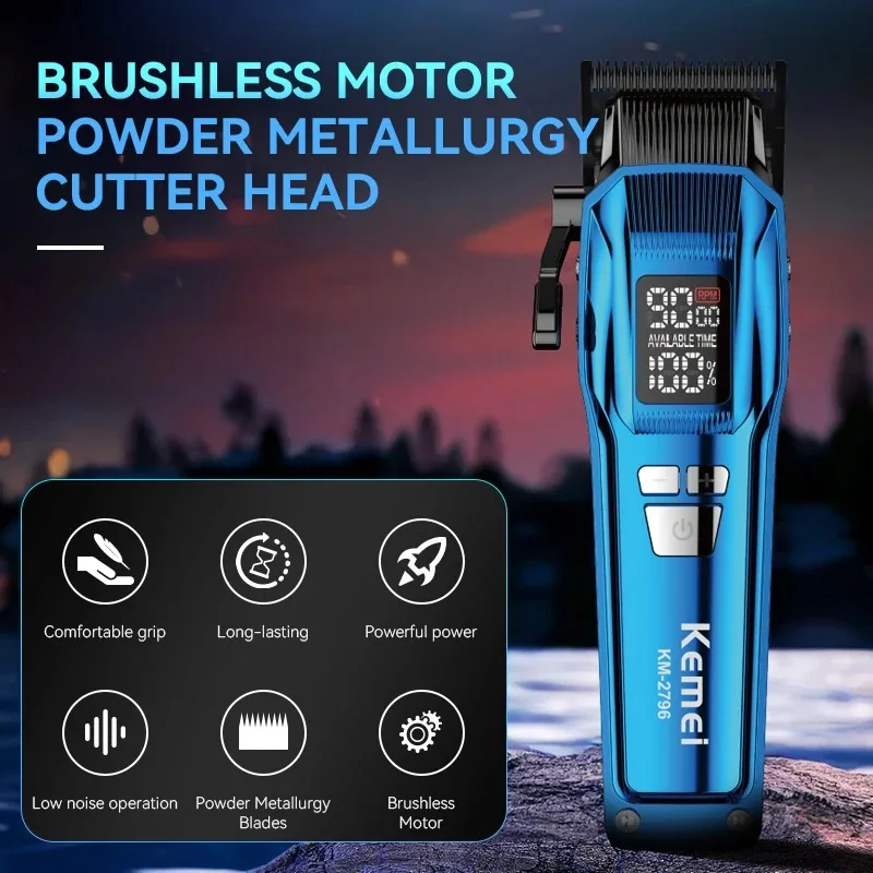 Kemei 2796 Barber Hair Clipper Professional 9000 RPM Brushless Motor Fade Haircut Machine Electric Trimmer Hair Cutter for Men