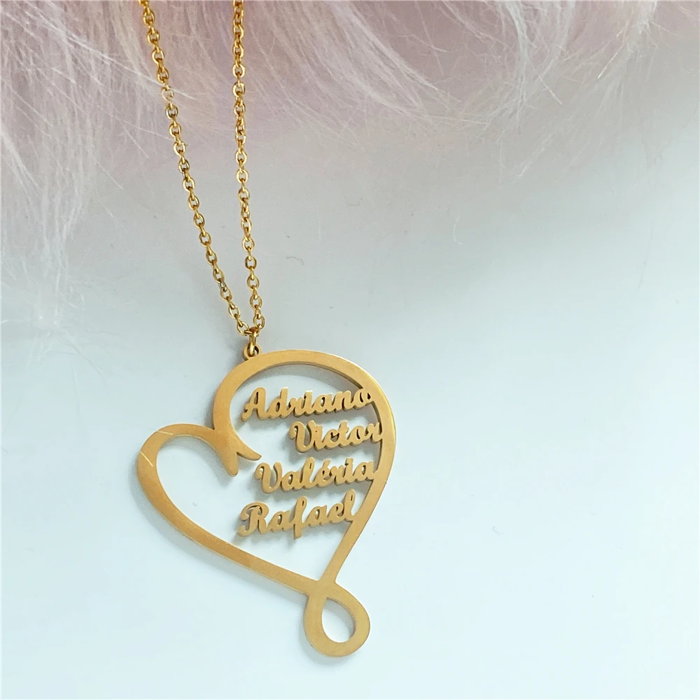 Sipuris Stainless Steel Love Heart Custom Name Necklace for Women Korean Fashion Jewelry Gifts for Lover  Wedding Anniversary