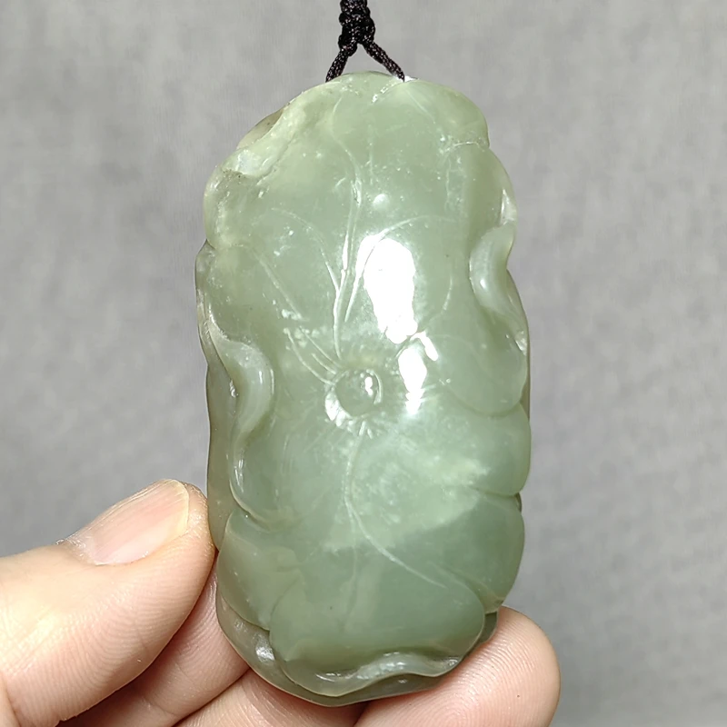 YIZHU CULTUER ART Size 7×3.7×1.9cm Old Chinese Hetian Jade lotus leaf Ruyi Maitreya Buddha Statue Pendant Collection