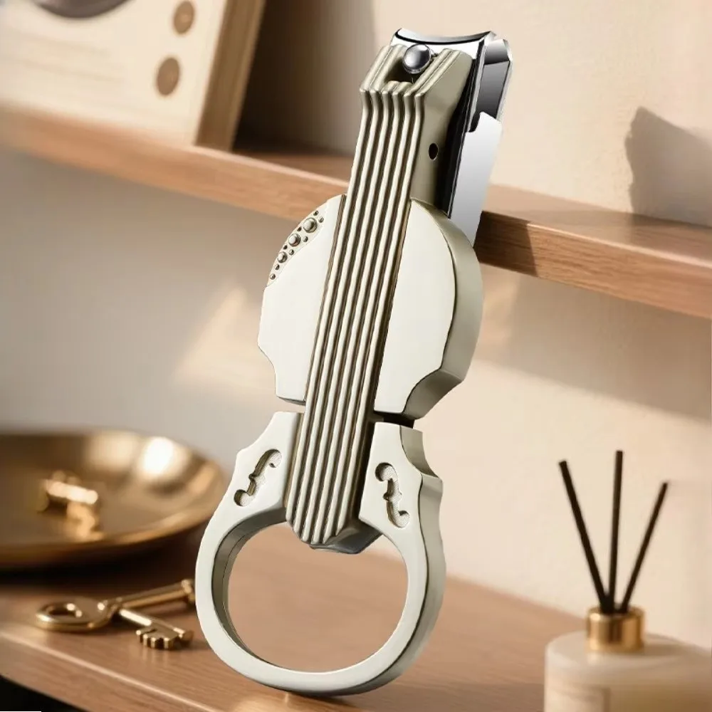 الهدايا الكمان شكل مسمار كليبرز الفولاذ المقاوم للصدأ مكافحة سبلاش أدوات مانيكير مع فتاحة الزجاجات شقة مائل رئيس الأظافر المتقلب #1