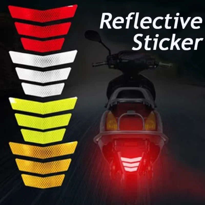 

Motorcycle Night Safety Stickers Shine Warning 3Pcs Arrow Sign Tail Fender Stickers Driving Safety Mark Decal For SUV Car Bike