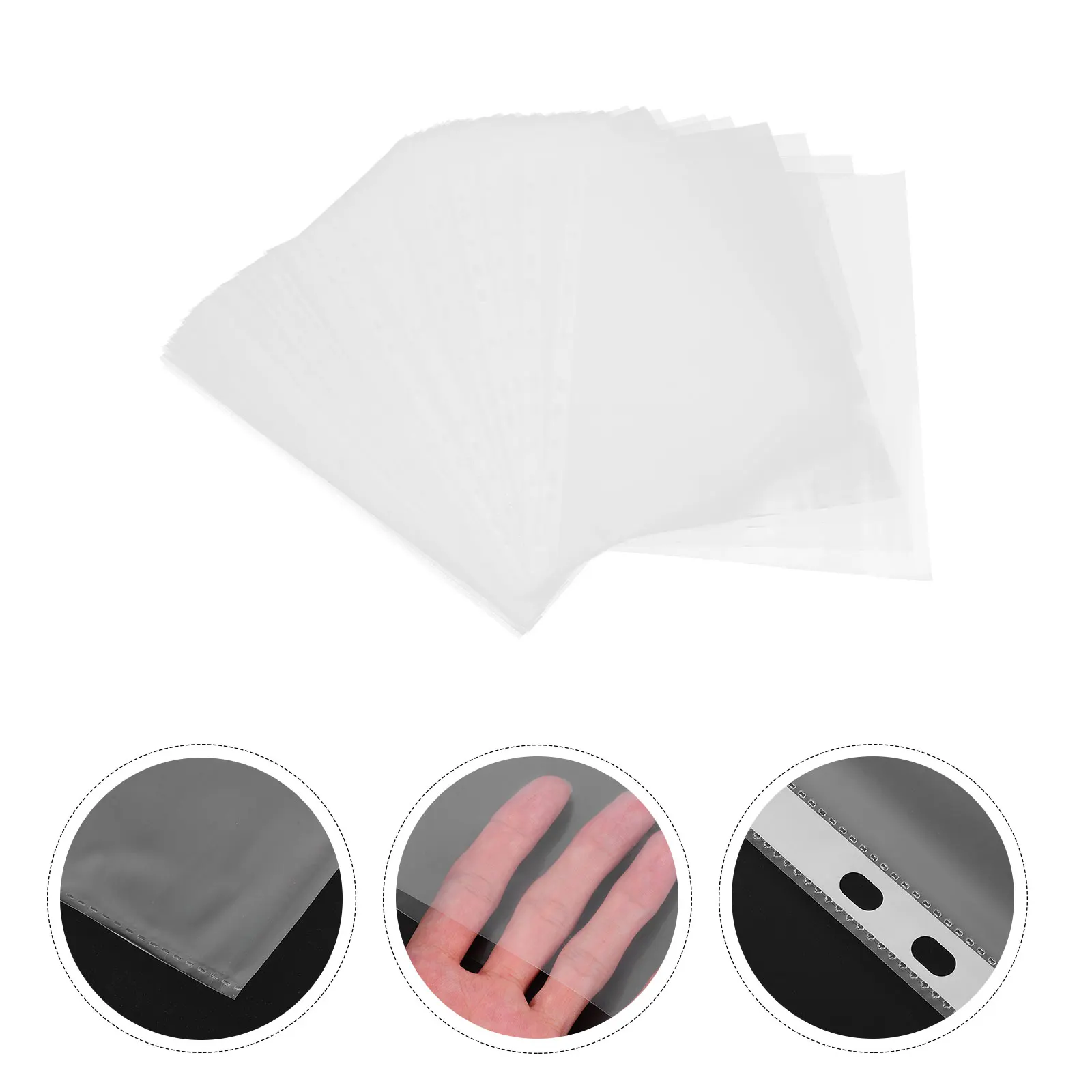 

100 Pcs Clear Binder Pockets Paper Sleeves Pp File Page Protector Storage Protectors Document