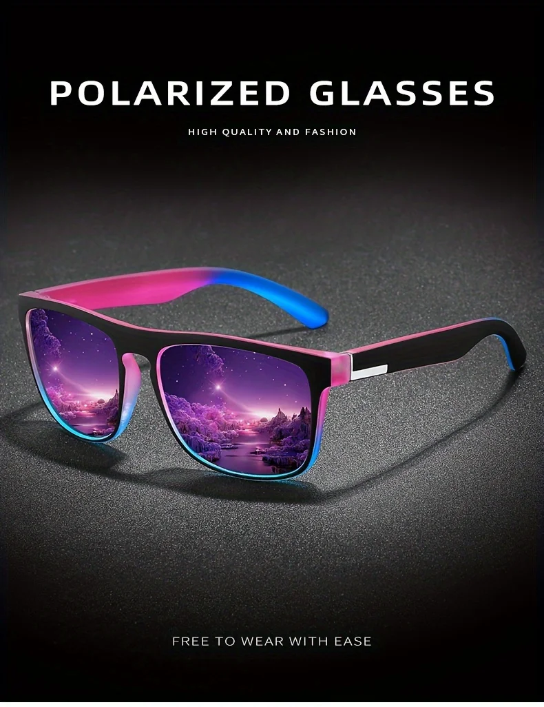 3Pcs Fantasie Gradienten Mutipcolor Quadrat Polarisierte Sonnenbrille AntiGlare UV400 Gläser Sommer Party Fahren Angeln Weihnachten Geschenk – Detail 5