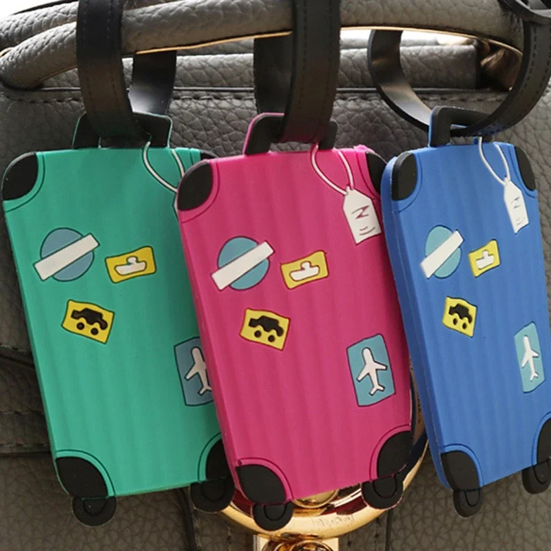 New Fashion Silicon Luggage Tags Travel Accessories for Bags Portable Luggage Tag Cartoon Style for Girls Boys Card Cover